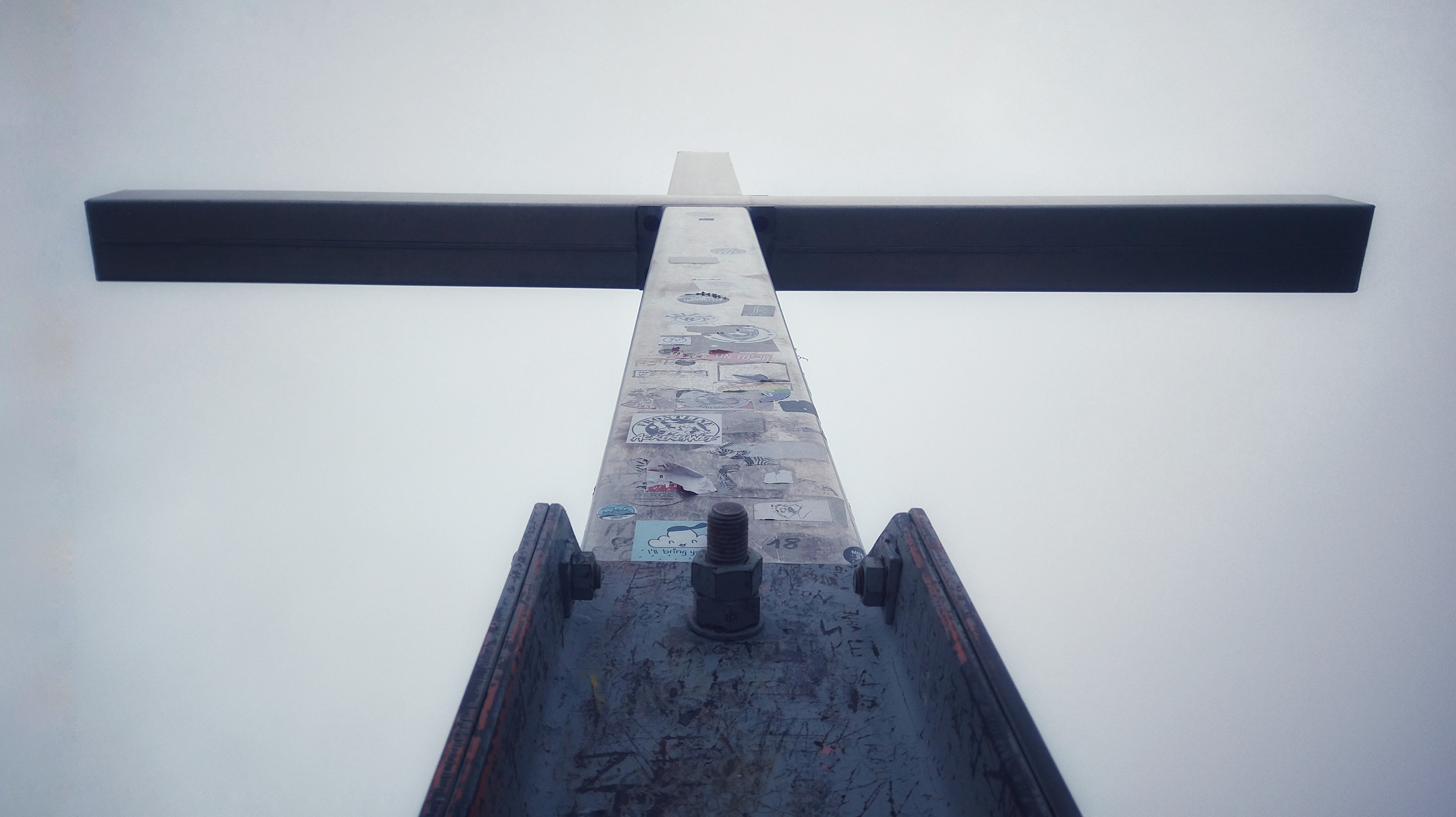 Mountain cross shot from bottom facing up