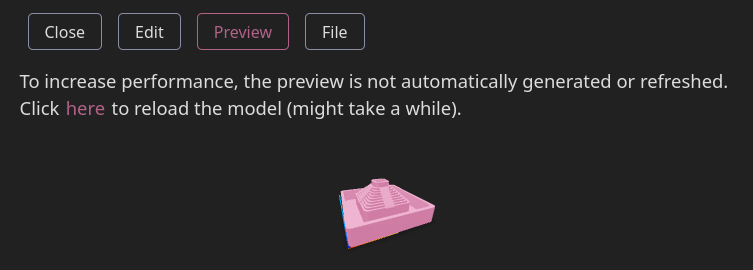 Preview tab, showing the model preview for my pyramid planter
