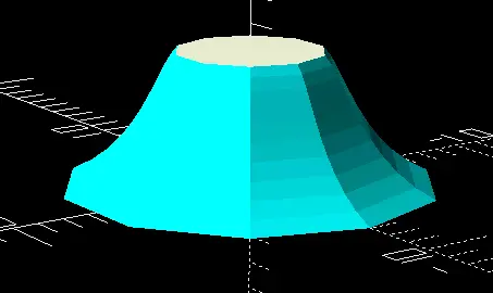A cone-like object, with the top cut off and the sides following a concave bezier curve