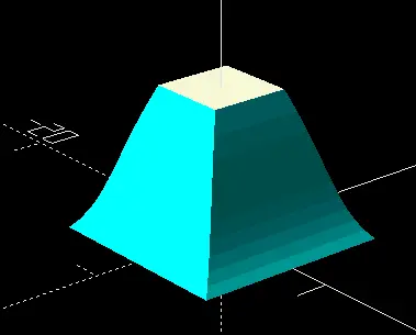 Pyramid like object, with its top cut off, and the edges following a concave bezier curve