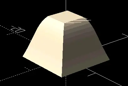 Pyramid like object, with its top cut off, and the edges following a convex bezier curve