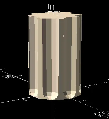 Cylinder with inset lines. The inset is faded out at the bottom by following a spherical pattern