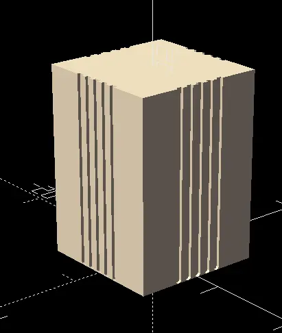 Cuboid with lines inset along the sides
